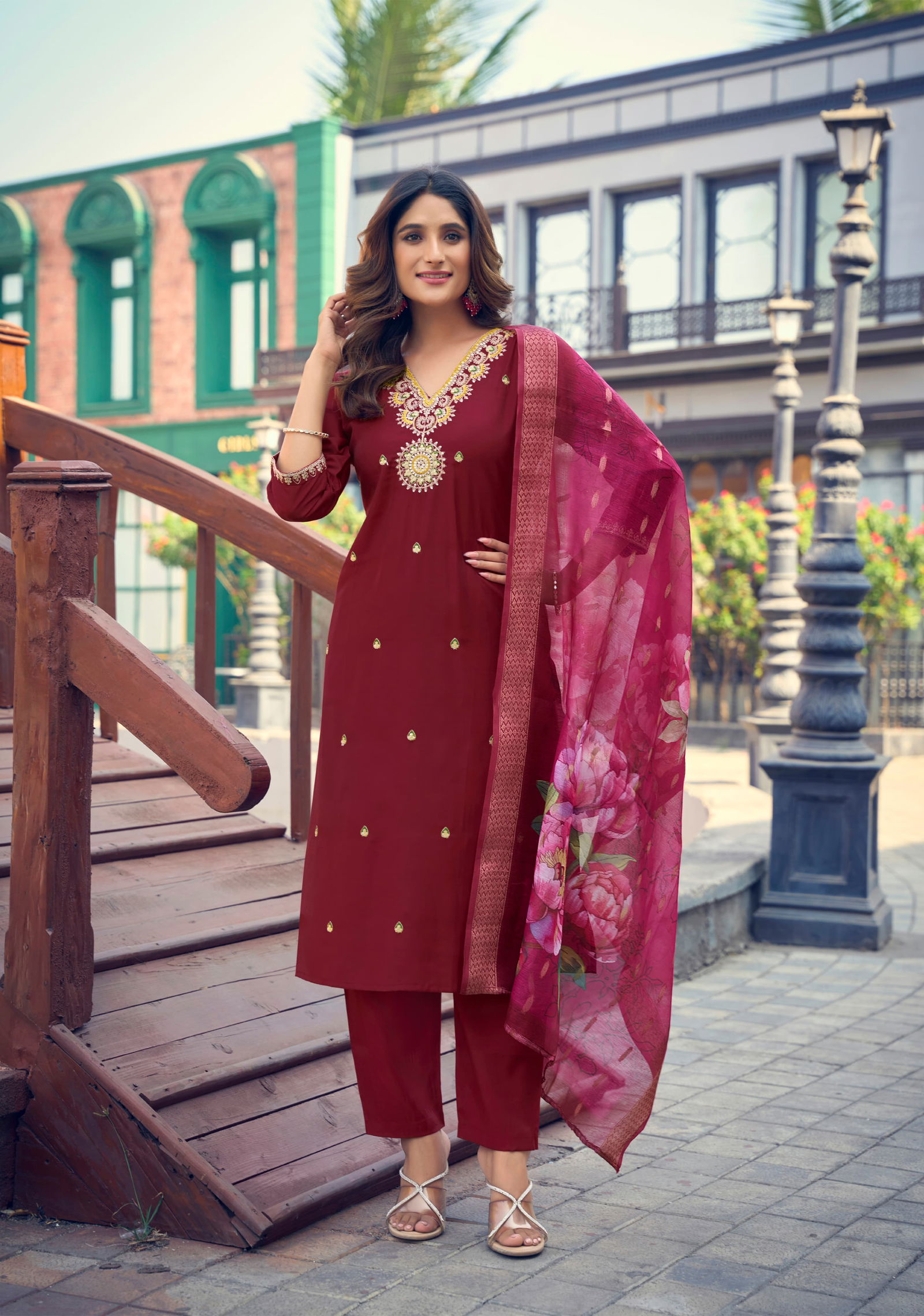 Nusrat Vol 2 By Ossm Viscose Roman Silk Kurti With Bottom Dupatta Orders In India